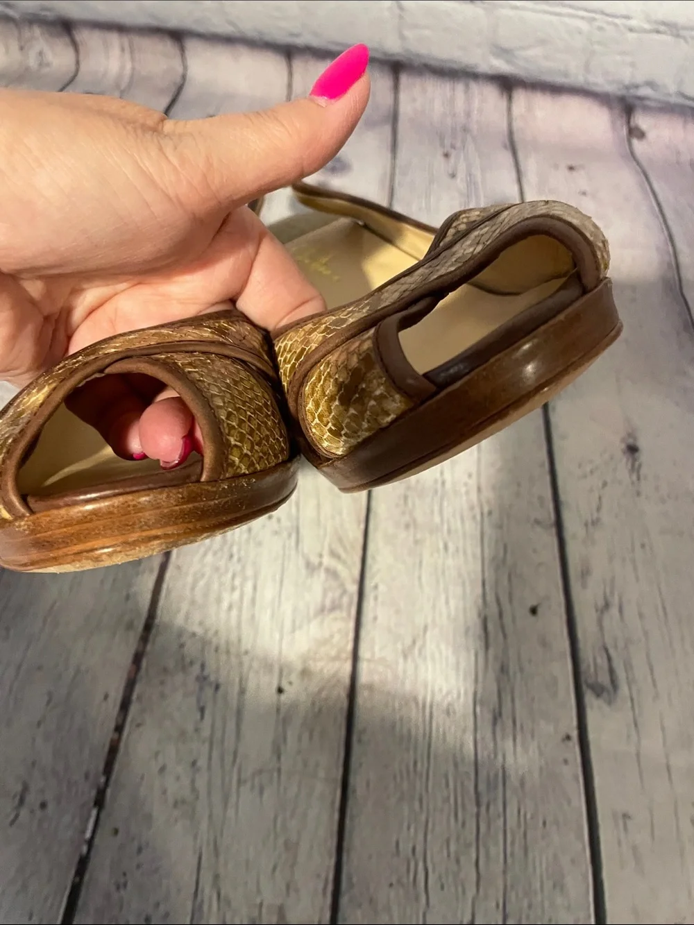 Cole Haan Brown Woven Peep-Toe Slingback Wedges • Sz 10